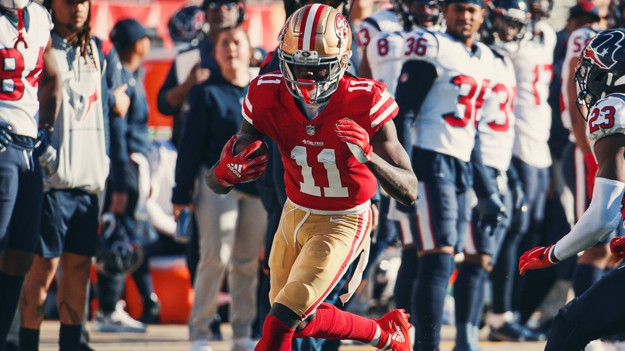 San Fransisco 49ers wide receiver Brandon Aiyuk's ambitious hurdle nearly  goes for first-down yardage