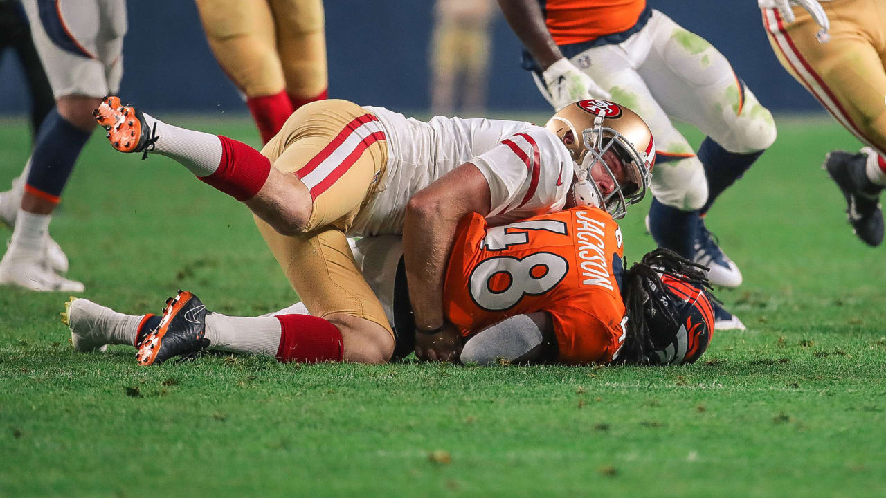 San Francisco 49ers punter Mitch Wishnowsky (18) runs after a