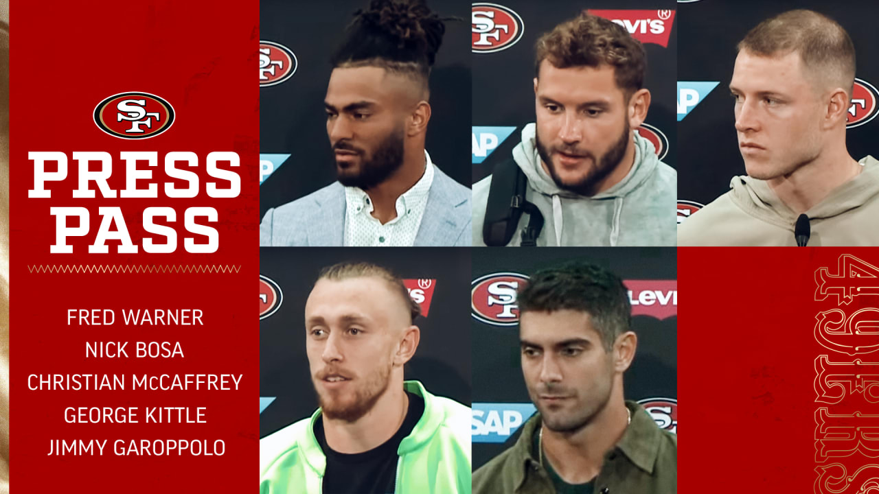 San Francisco 49ers first-round pick Nick Bosa, center, holds up a jersey  next to his mother Cheryl, left, and father John during an NFL football  news conference, Friday, April 26, 2019, in