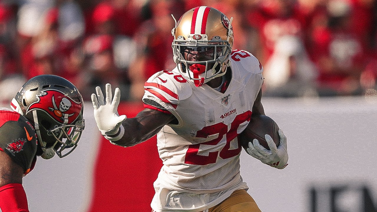 San Francisco 49ers' Tevin Coleman (26) runs against the Kansas City Chiefs  during the first ha …