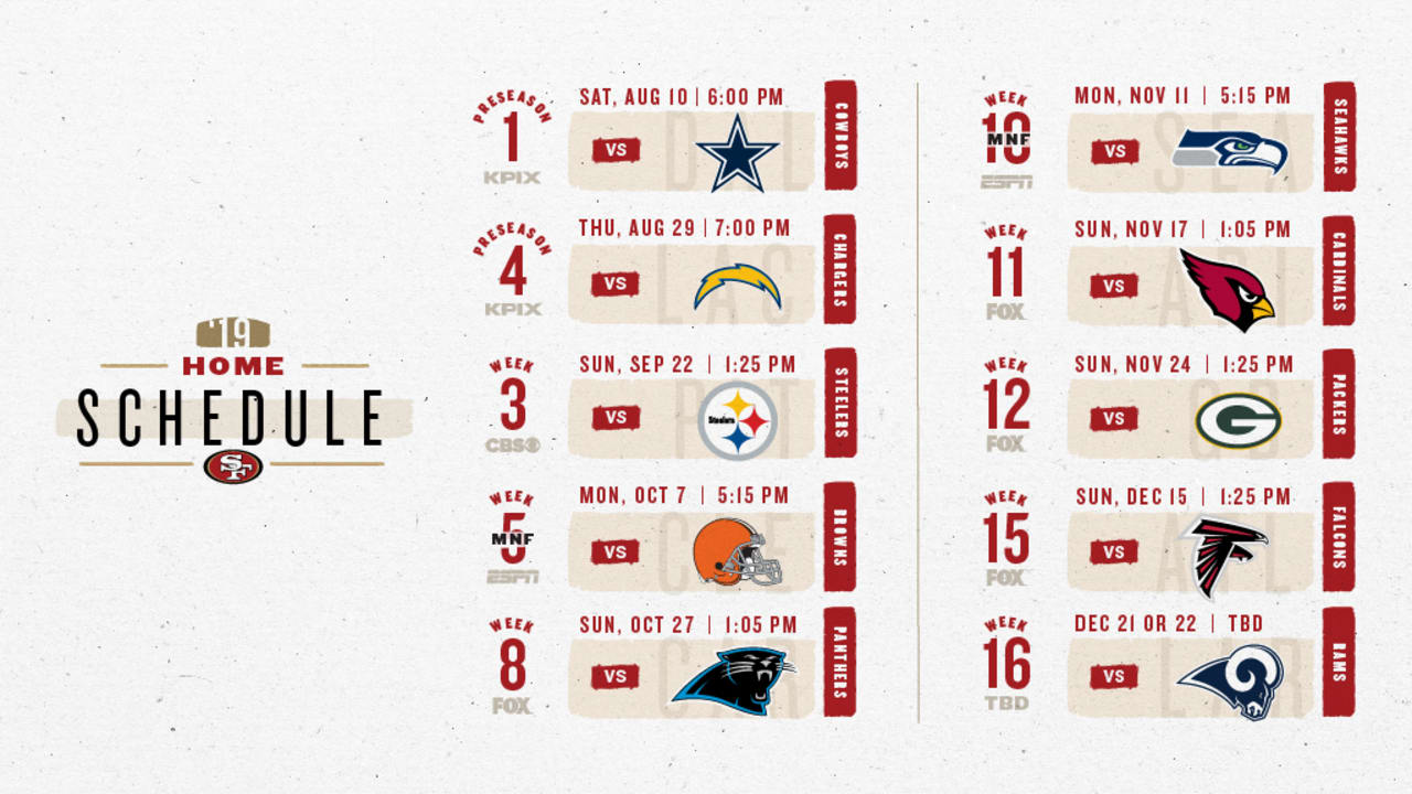 49Ers Live Update: Breaking Down The 2019 Schedule