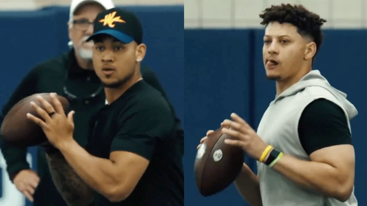 Quarterbacks Trey Lance and Patrick Mahomes Share Reps in Joint Training  Session