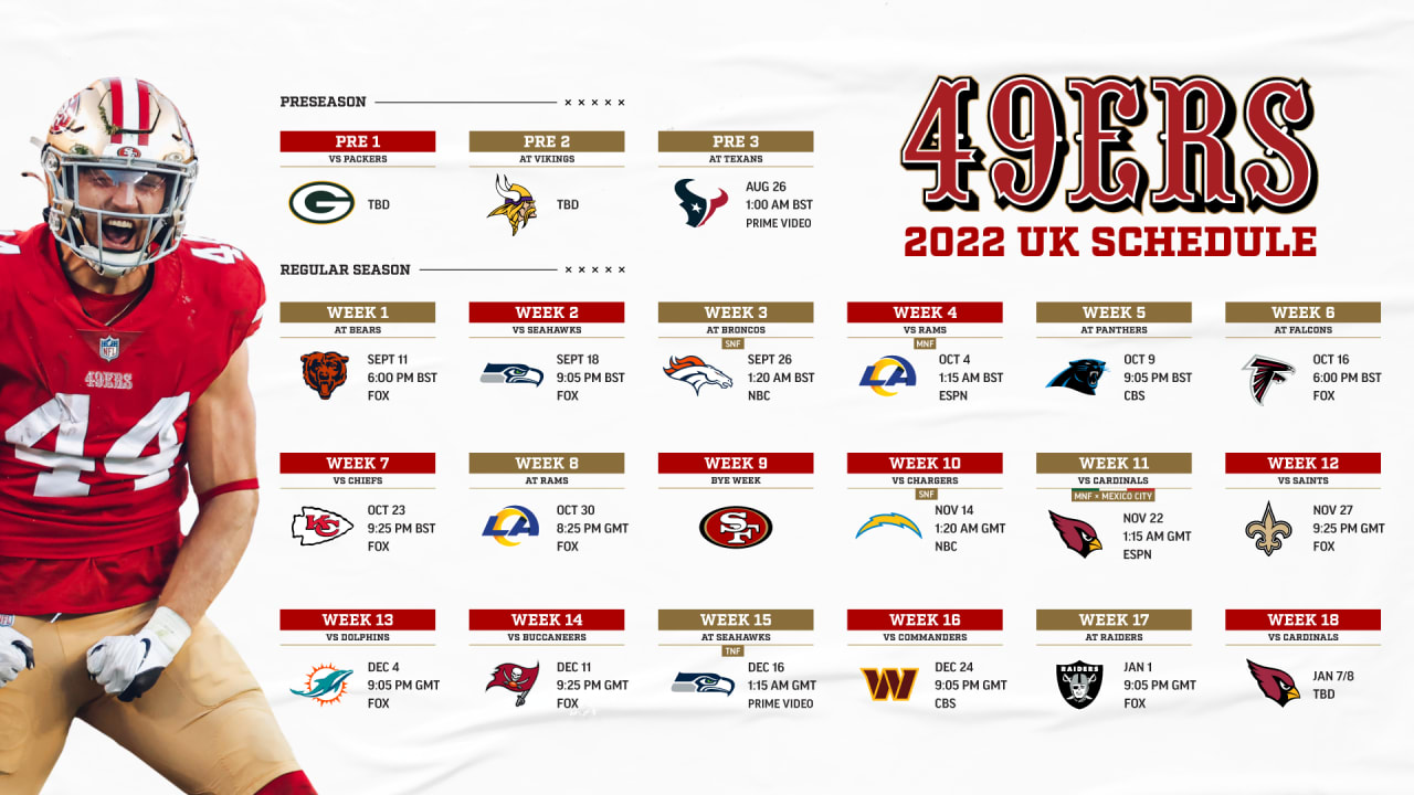what day do the 49ers play this weekend