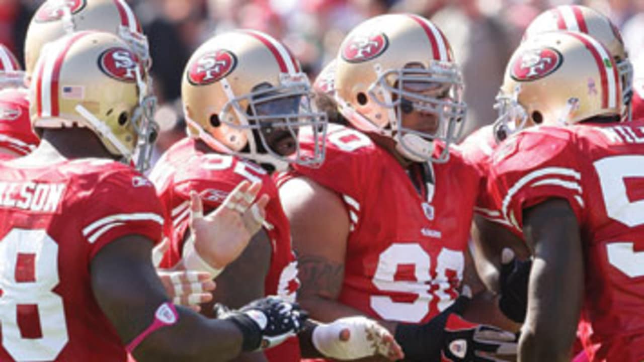 San Francisco 49ers Nate Clements (22) celebrates intercepting a