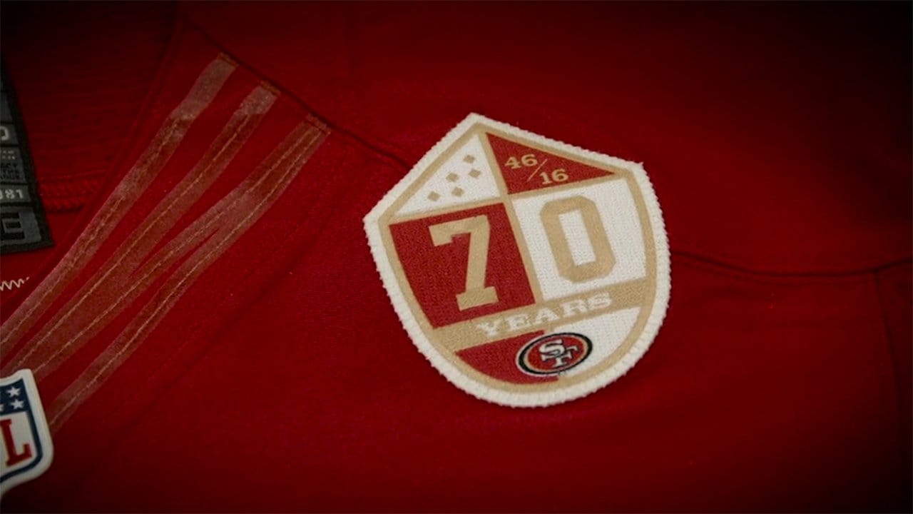 san francisco 49ers 70th anniversary jersey