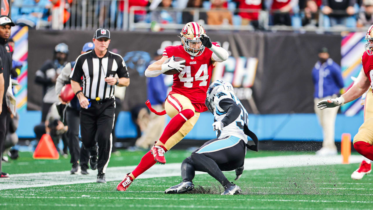 Kyle Juszczyk Hurdles Up and Over Defender for the First Down