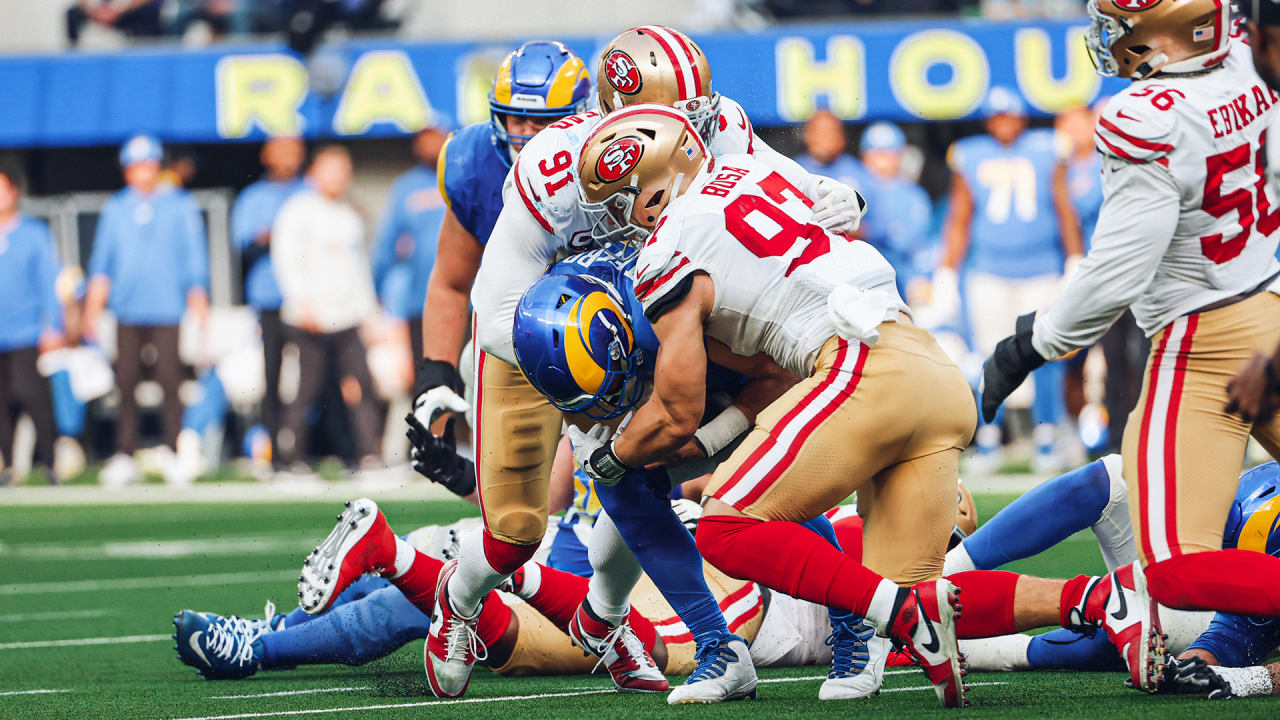 Nick Bosa, Arik Armstead Blow Through Rams O-Line for Big Sack on