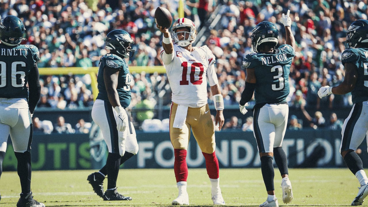 49ers' Jimmy Garoppolo still out; Eagles' pass-catching corps thinned