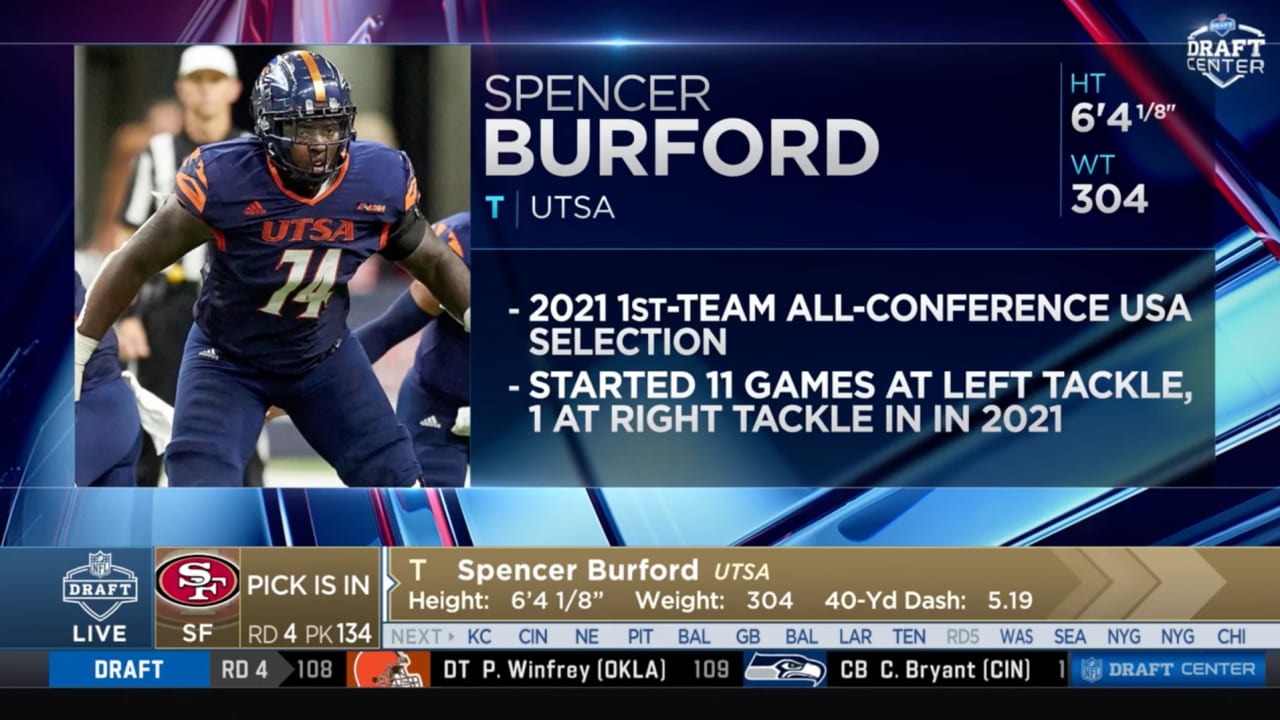 UTSA OL Spencer Burford Selected with 134th-Overall Selection by 49ers