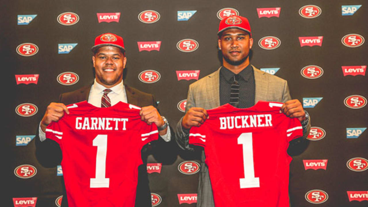 DeForest Buckner and Joshua Garnett at 49ers HQ