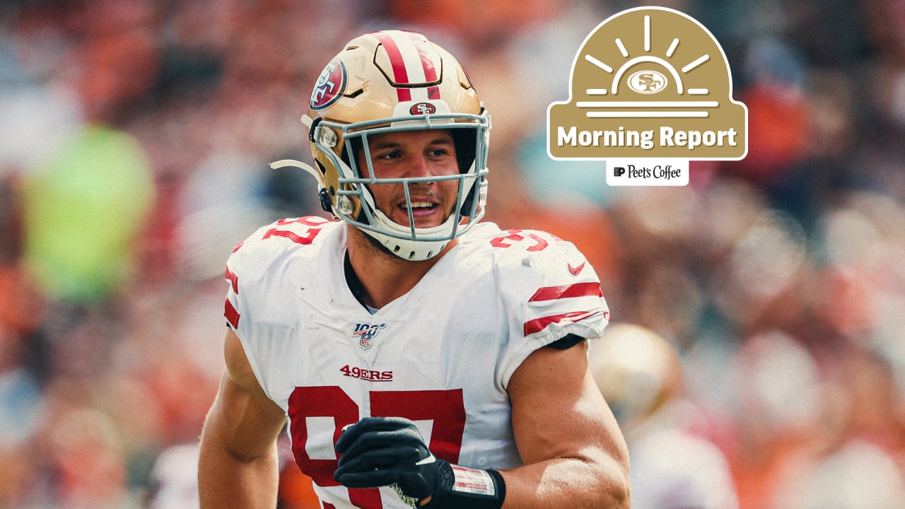 49ers minutia minute: Nick Bosa had no QB pressures; another big WR breaks  out - The Athletic