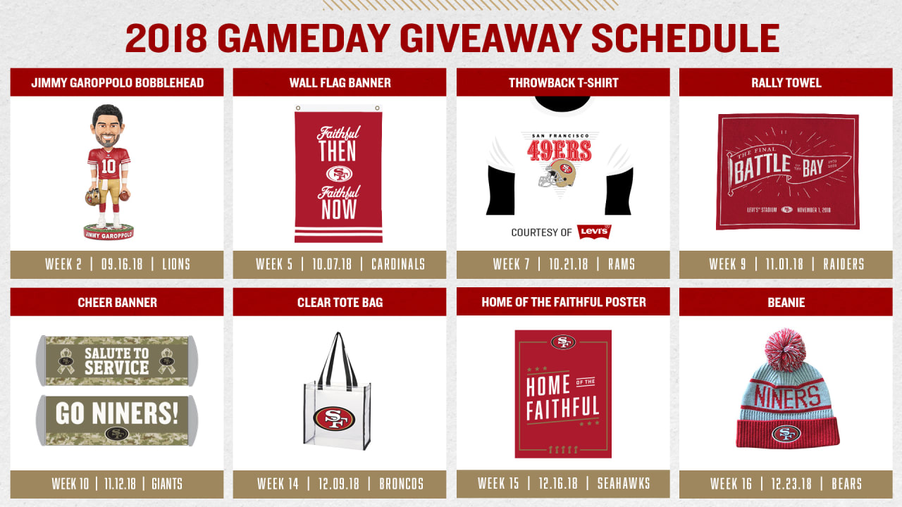 The 2019 gameday giveaway schedule - San Francisco 49ers