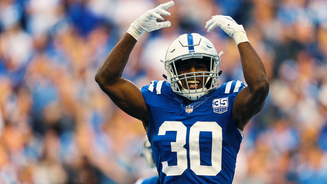 Indianapolis Colts defensive back George Odum (30) on the sideline in the  first half of an NFL football game against the New Orleans Saints in New  Orleans, Monday, Dec. 16, 2019. (AP