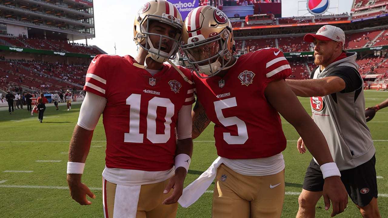 49ers' Jimmy Garoppolo encourages Trey Lance, preps for Broncos