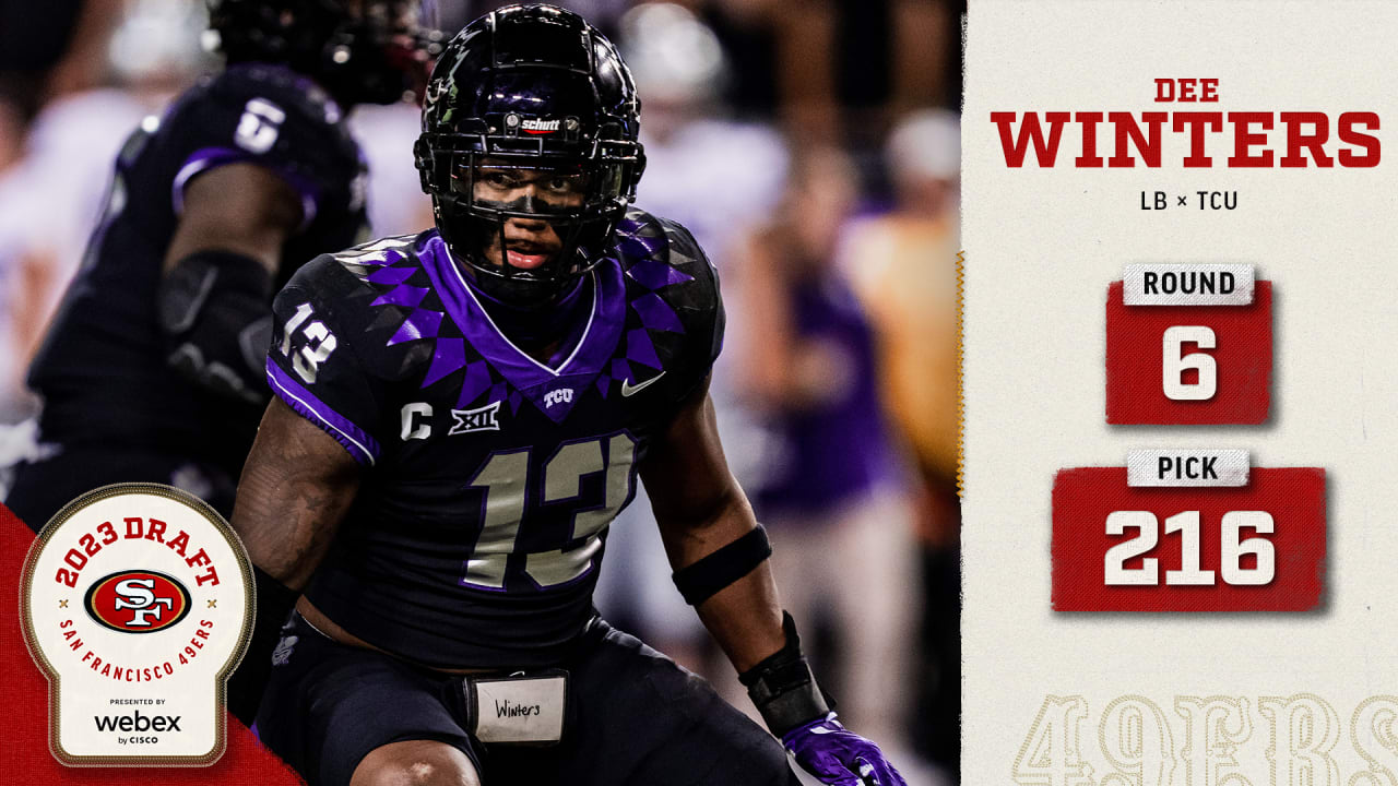 The 49ers select TCU LB Dee Winters with the 216th pick in the 6th