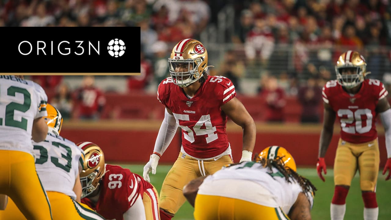 December 09, 2018: San Francisco 49ers middle linebacker Fred Warner (48)  celebrates a play, during a NFL football game between the Denver Broncos  and the San Francisco 49ers at the Levi's Stadium