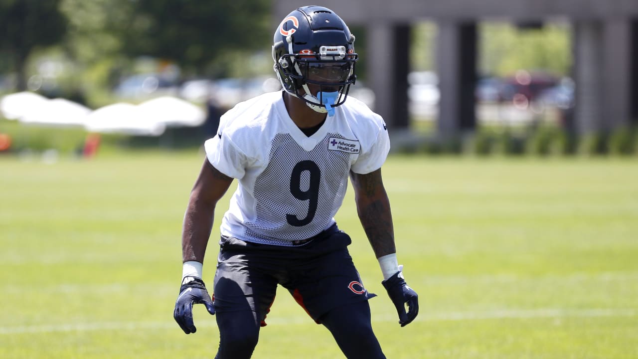 Chicago Bears safety Jaquan Brisker (9) runs on the field during