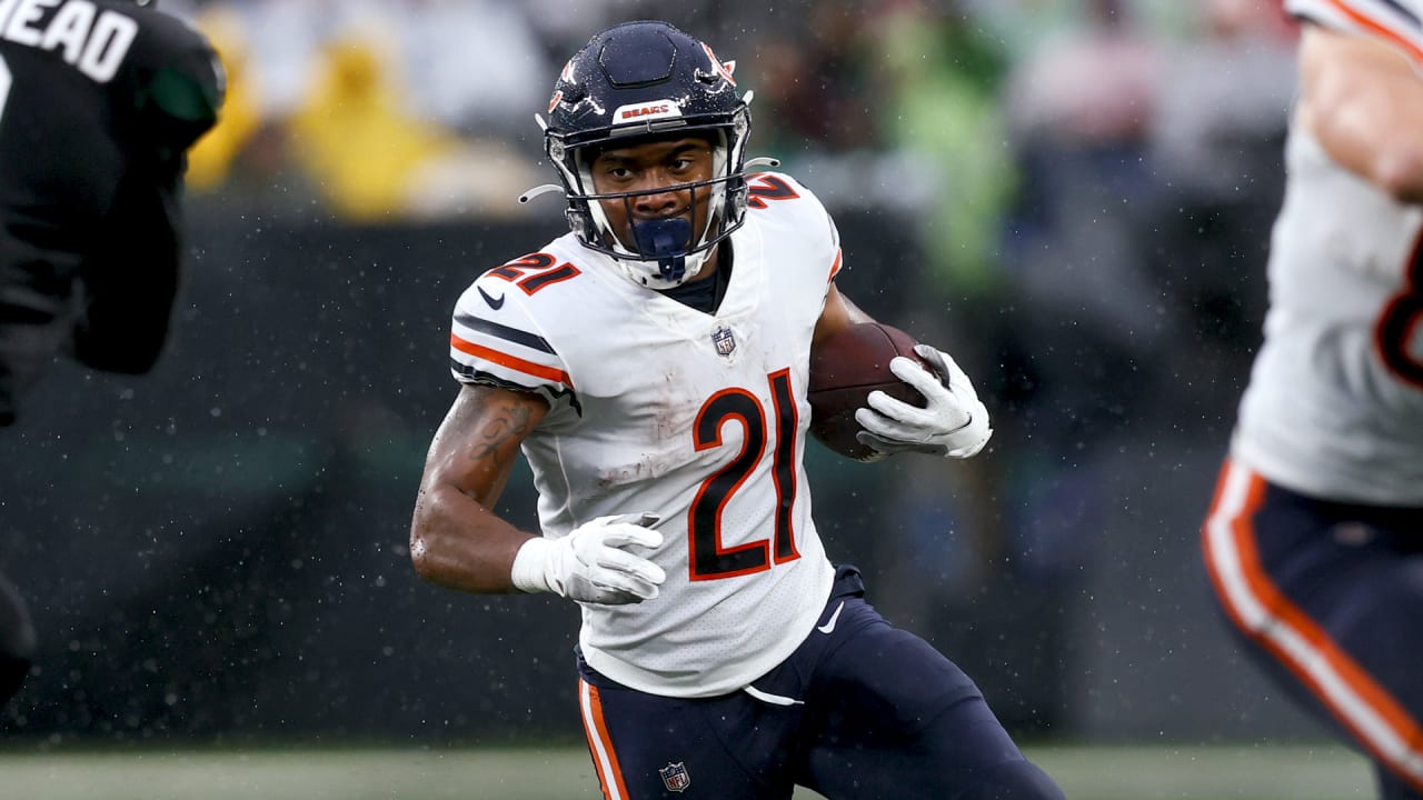 Buffalo Bills' Darrynton Evans (37) scores a touchdown as he is tackled by  Chicago Bears' Macon Clark during the second half of an NFL preseason  football game, Saturday, Aug. 26, 2023, in