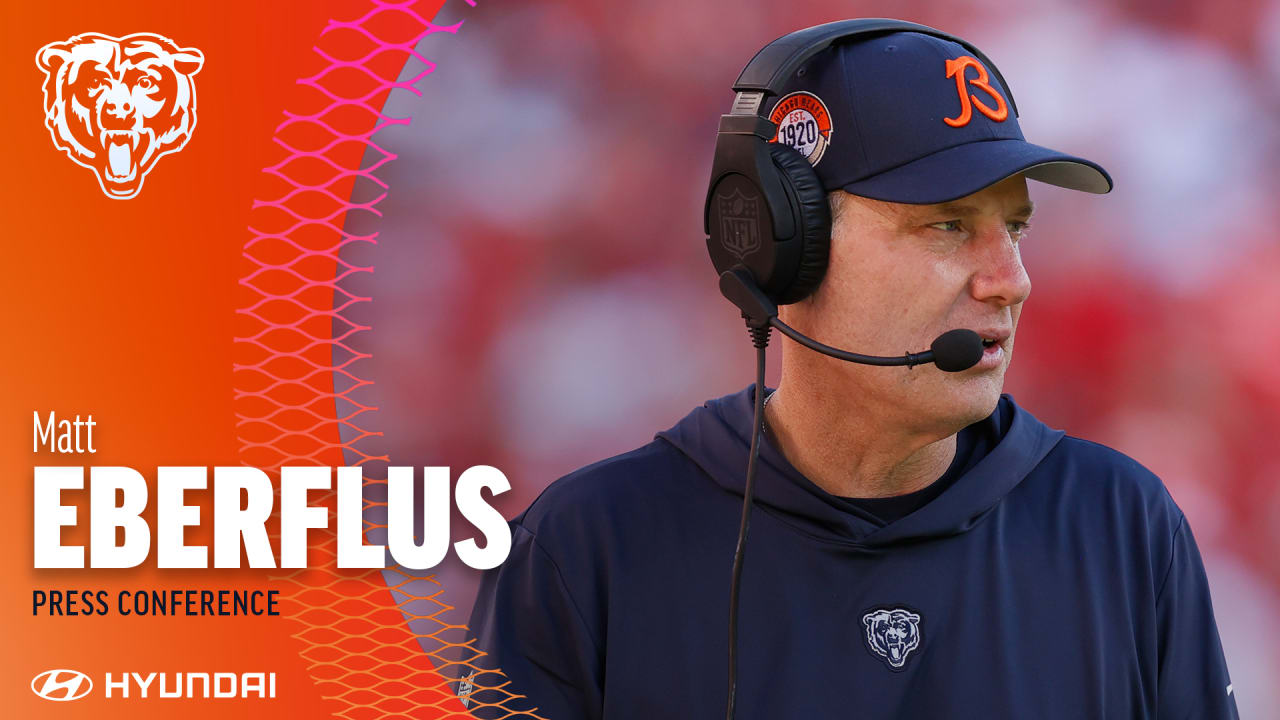 Chicago Bears head coach Matt Eberflus calls in a play during an NFL  preseason football game against the Tampa Bay Buccaneers, Sunday, Sept. 17,  2023, in Tampa, Fla. (AP Photo/Peter Joneleit Stock