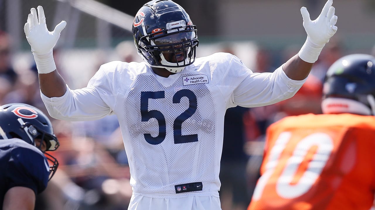 Chicago Bears outside linebacker Khalil Mack (52) greets Atlanta