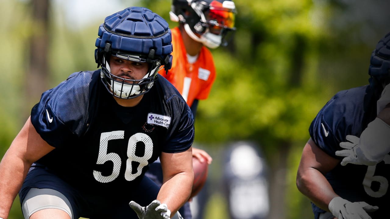 Chicago Bears rookie offensive lineman Darnell Wright participating in training camp with the team. Photo Via ChicagoBears.com (Green Bay Packers)
