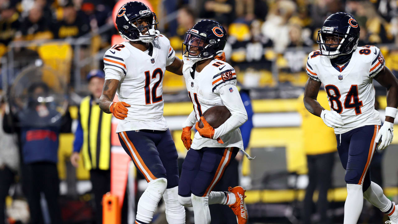 Chicago Bears wide receiver Darnell Mooney (11) runs a route during an NFL  preseason football game