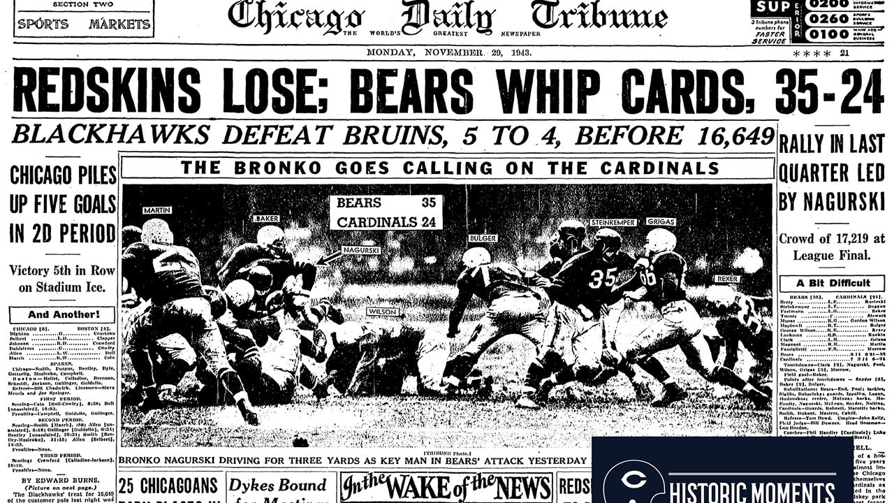 1943 Chicago Bears BRONKO NAGURISKI Glossy 8x10 Photo Print Poster