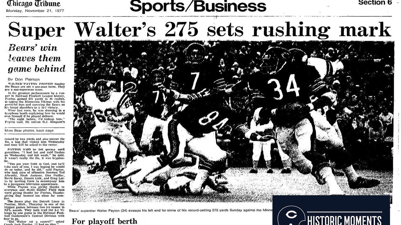 Walter Payton Had His Own 'Flu Game' and Broke an NFL Record