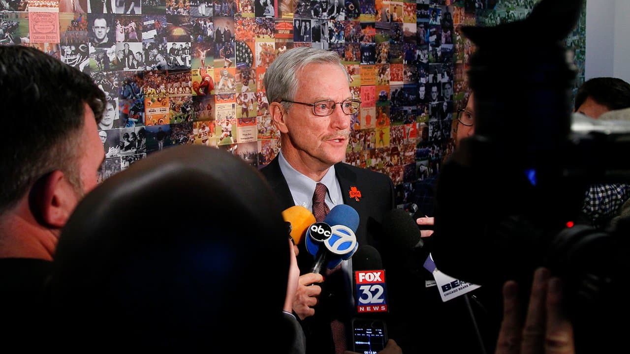 Chairman George McCaskey addresses fans