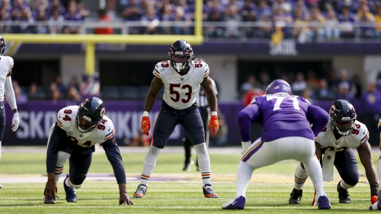 Chicago Bears linebacker Nicholas Morrow (53) runs off the field