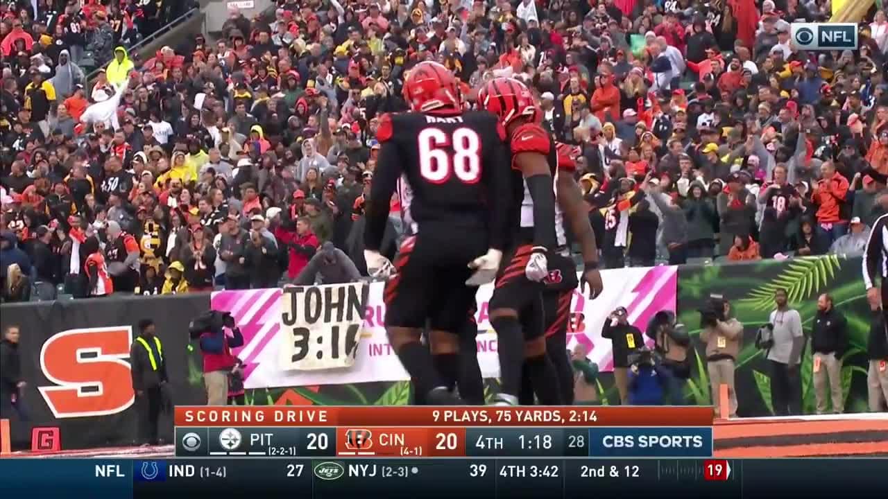 Joe Mixon slices into end zone to give Bengals late lead