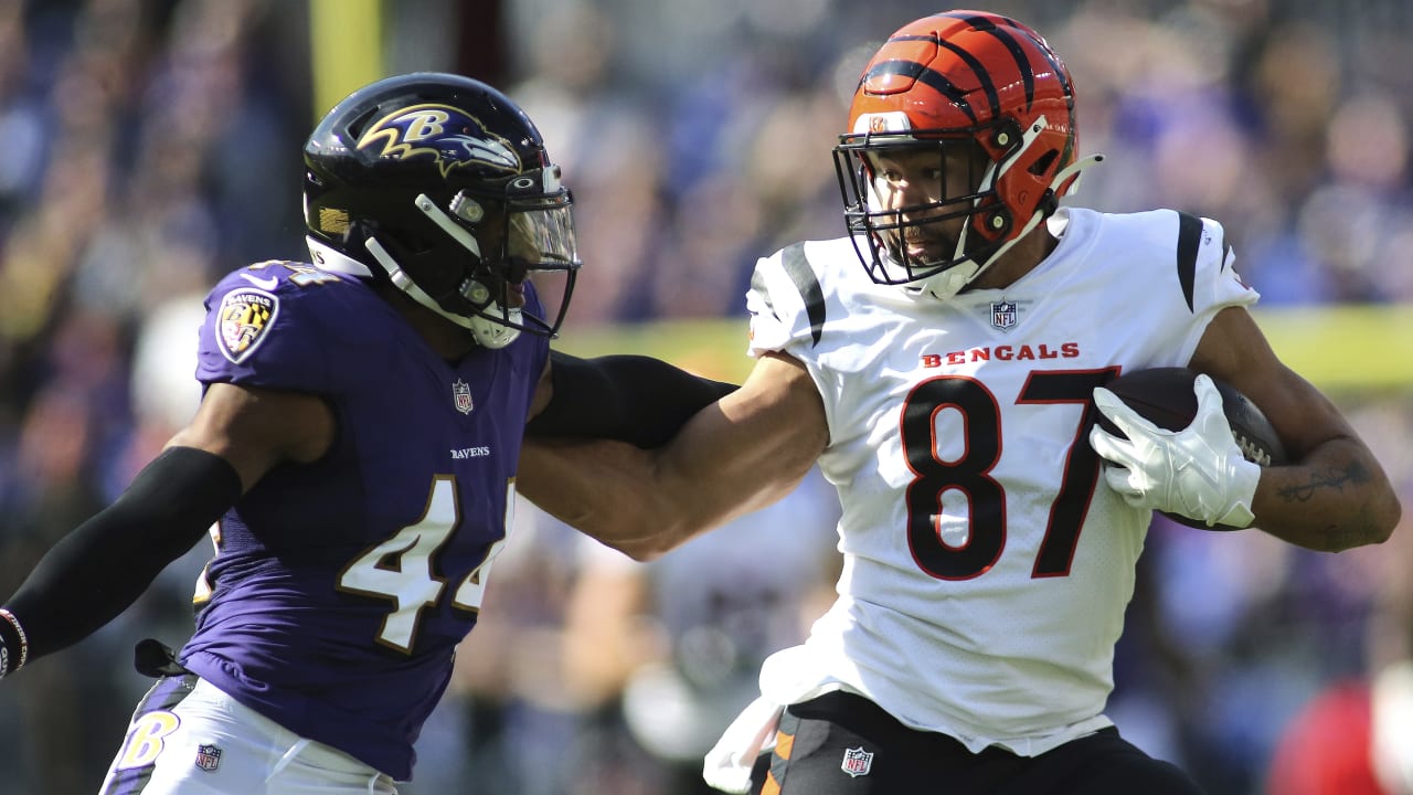 WATCH: C.J. Uzomah takes off leg brace, throws it at Bengals logo