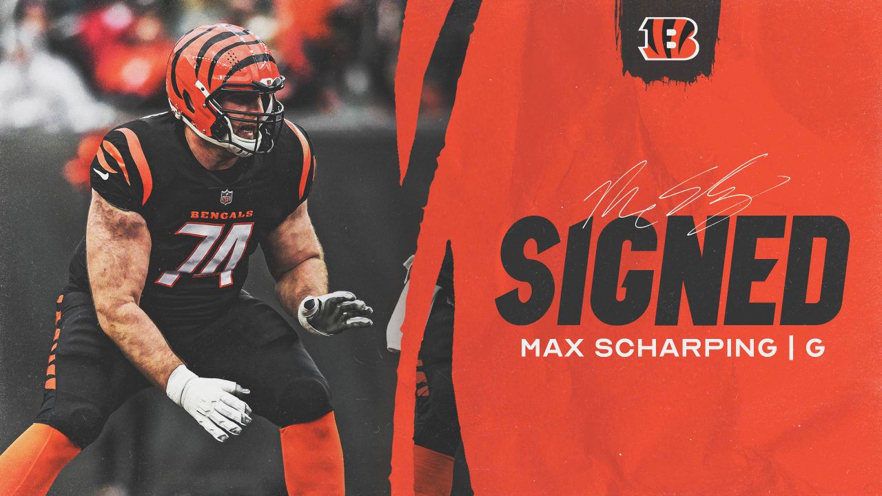 Cincinnati Bengals guard Max Scharping (74) works during the first