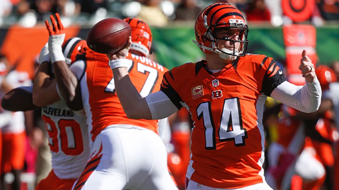 Cincinnati Bengals tackle Eric Winston (73) celebrates after wide