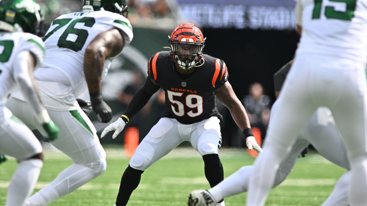 Cincinnati Bengals linebacker Akeem Davis-Gaither (59) lines up for the  play during an NFL football game against the Atlanta Falcons, Sunday, Oct.  23, 2022, in Cincinnati. (AP Photo/Emilee Chinn Stock Photo - Alamy