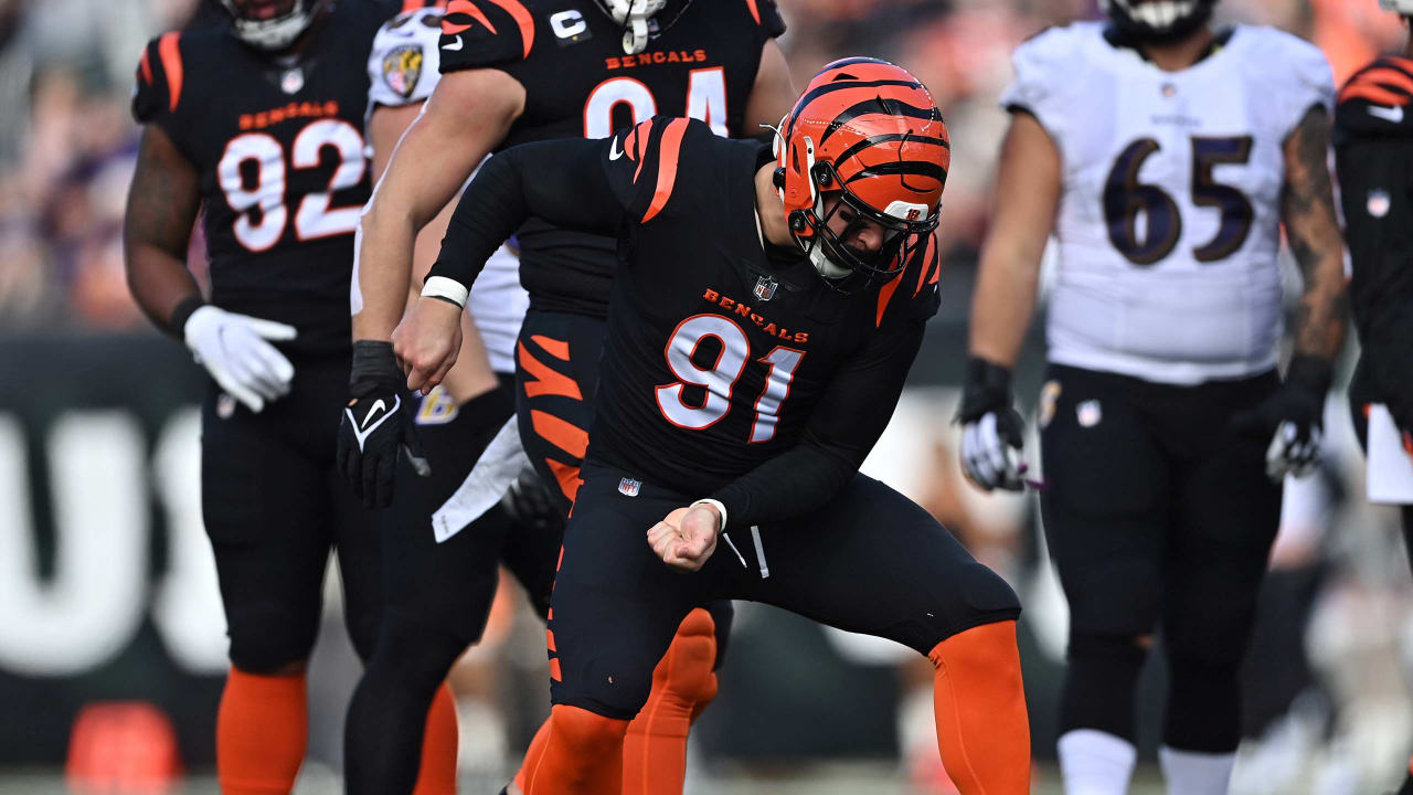 Cincinnati Bengals wide receiver Tee Higgins (85) lines up for the play  during an NFL wild-card football game against the Baltimore Ravens on  Sunday, Jan. 15, 2023, in Cincinnati. (AP Photo/Emilee Chinn