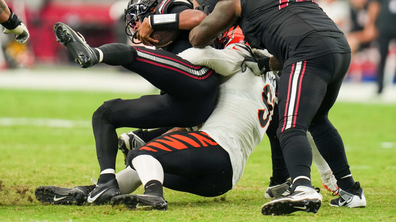 Cincinnati Bengals quarterback Joe Burrow's ball placement is 100 on a  23-yard TD toss to wide receiver Trenton Irwin