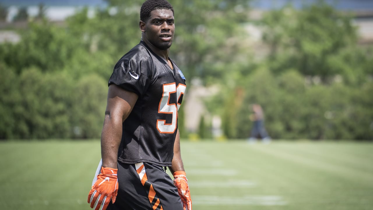 Carl Lawson of the Cincinnati Bengals looks on before a NFL