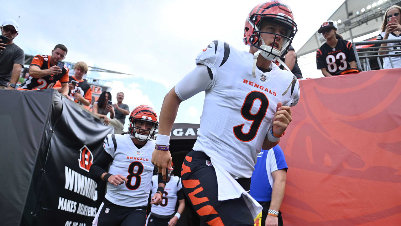 Cincinnati Bengals' Evan McPherson (2) and Trayveon Williams (32