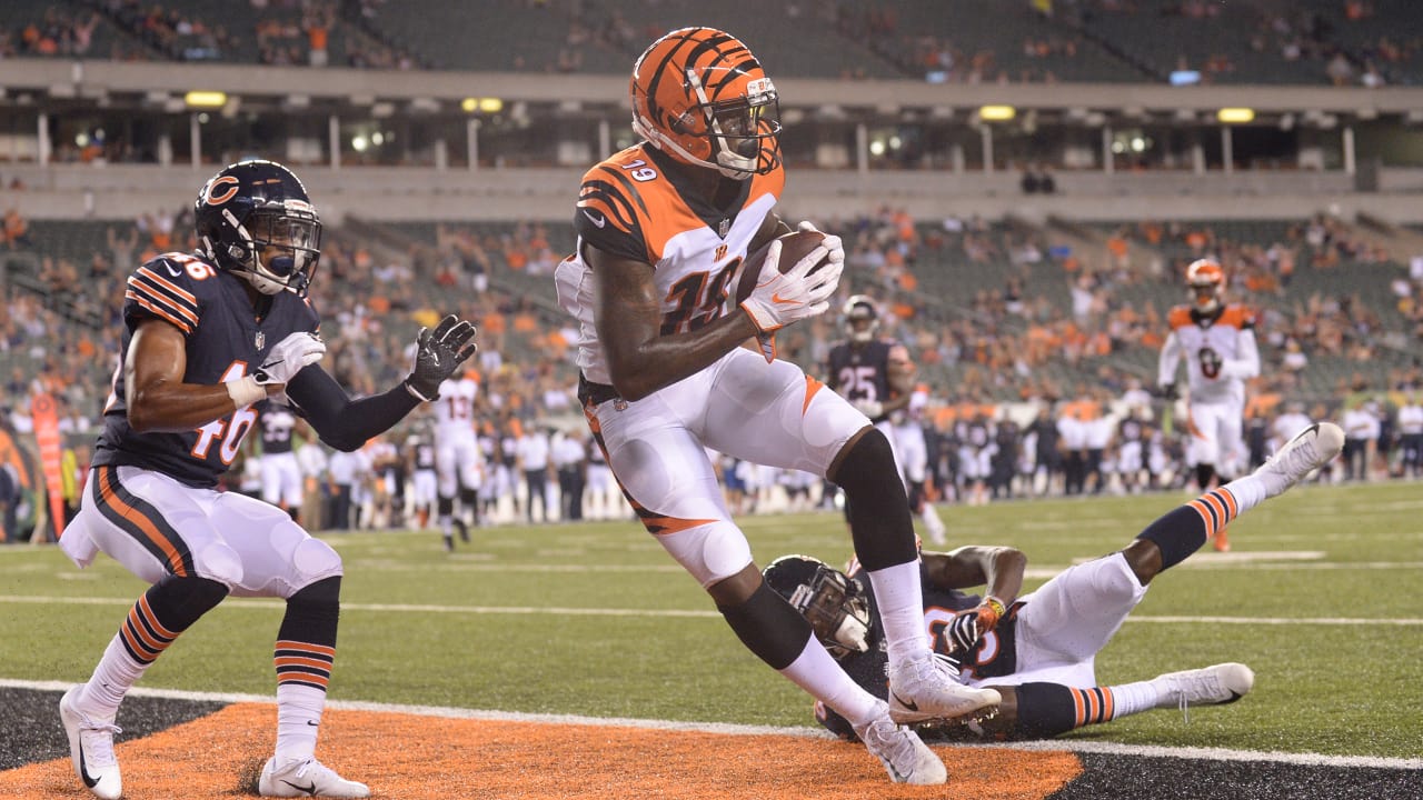 The Cincinnati Bengals look on as Bengals wide receiver Auden Tate is  carried off the field aft …