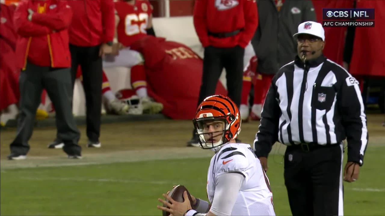 Kansas City, United States. 29th Jan, 2023. Cincinnati Bengals wide  receiver Tee Higgins (85) celebrates catching a 27-yard touchdown pass  against the Kansas City Chiefs in the third quarter of the AFC