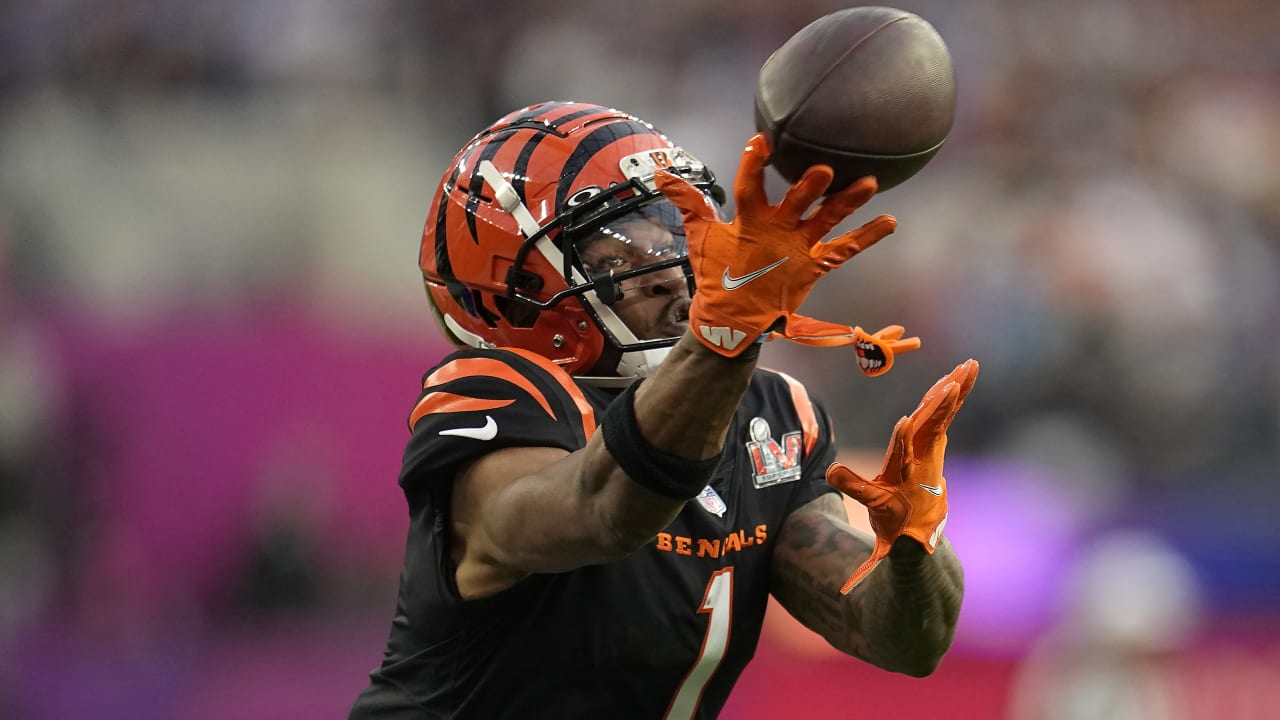 Ja'Marr Chase's helmet comes off after red-zone catch vs. Kyle Hamilton