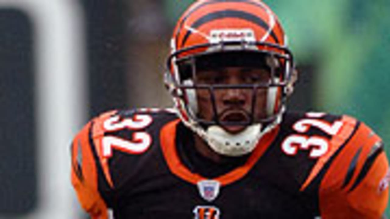 The Cincinnati Bengals running back Rudi Johnson (32) rushes up