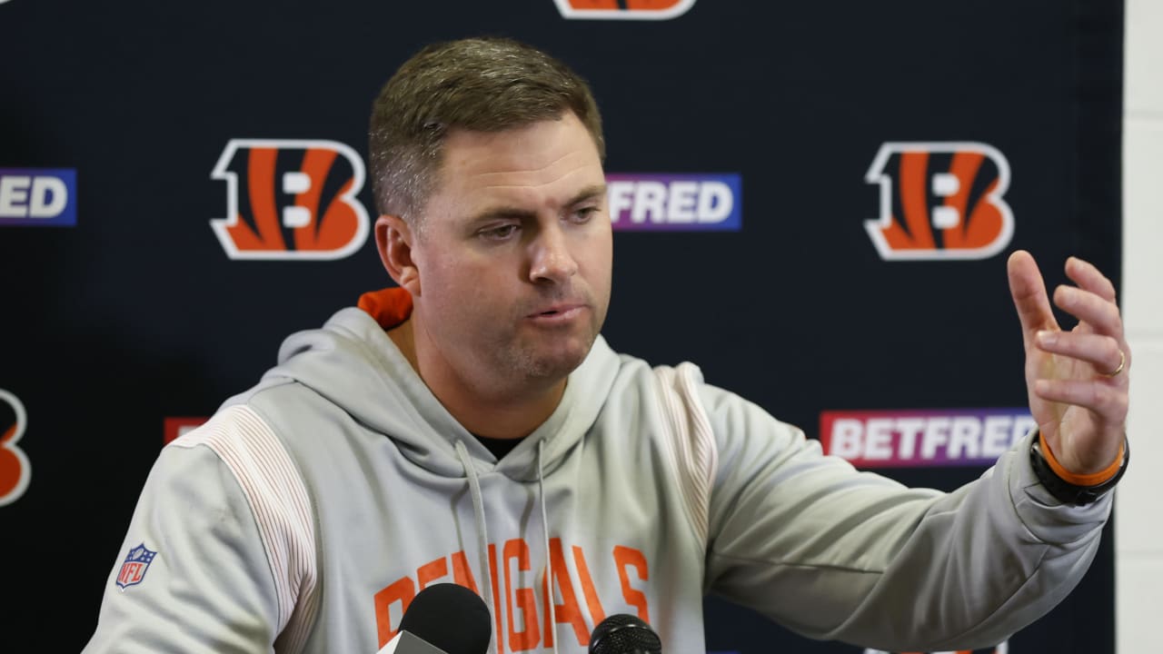 Cincinnati Bengals head coach Zac Taylor walks on the field prior to the  start of an NFL football game against the Cleveland Browns, Monday, Oct.  31, 2022, in Cleveland. (AP Photo/Kirk Irwin