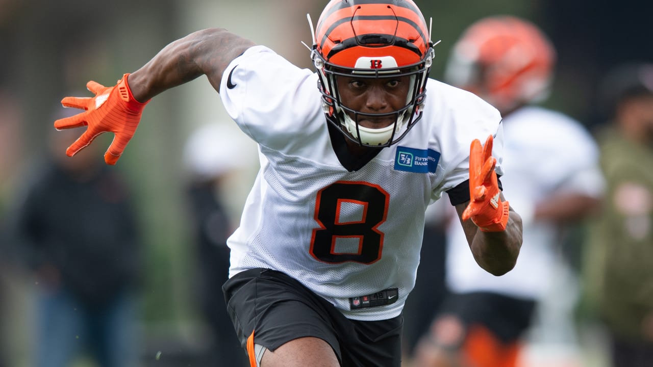 Cincinnati Bengals wide receiver Stanley Morgan (17) and cornerback Tre  Flowers (33) celebrate during an NFL football game against the Kansas City  Chiefs, Sunday, Dec. 4, 2022, in Cincinnati. (AP Photo/Emilee Chinn