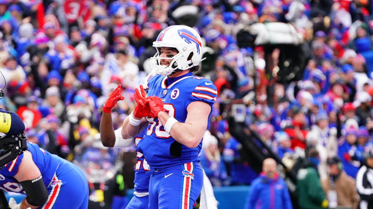 Josh Allen and Dawson Knox celebrate the game winning TD play - 2022  Buffalo Bills - Bills Fans