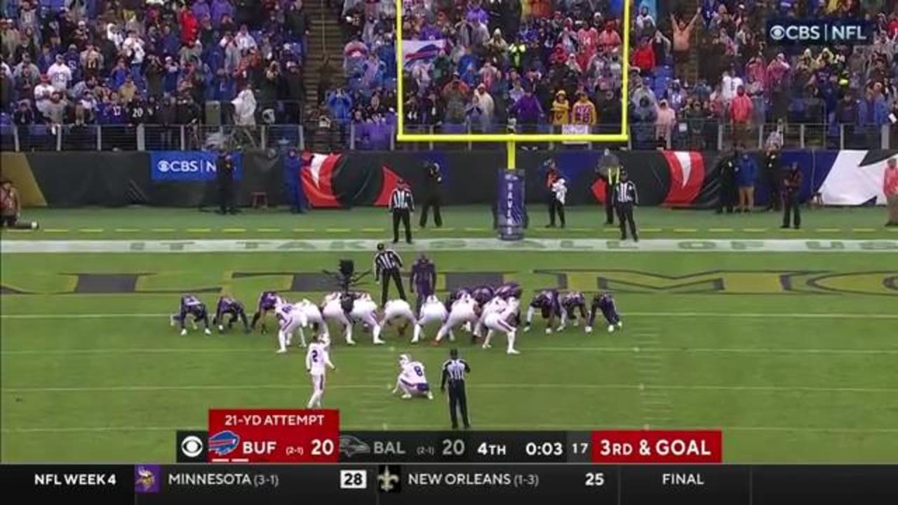 Buffalo Bills sideline celebrates game-winning kick vs. Ravens