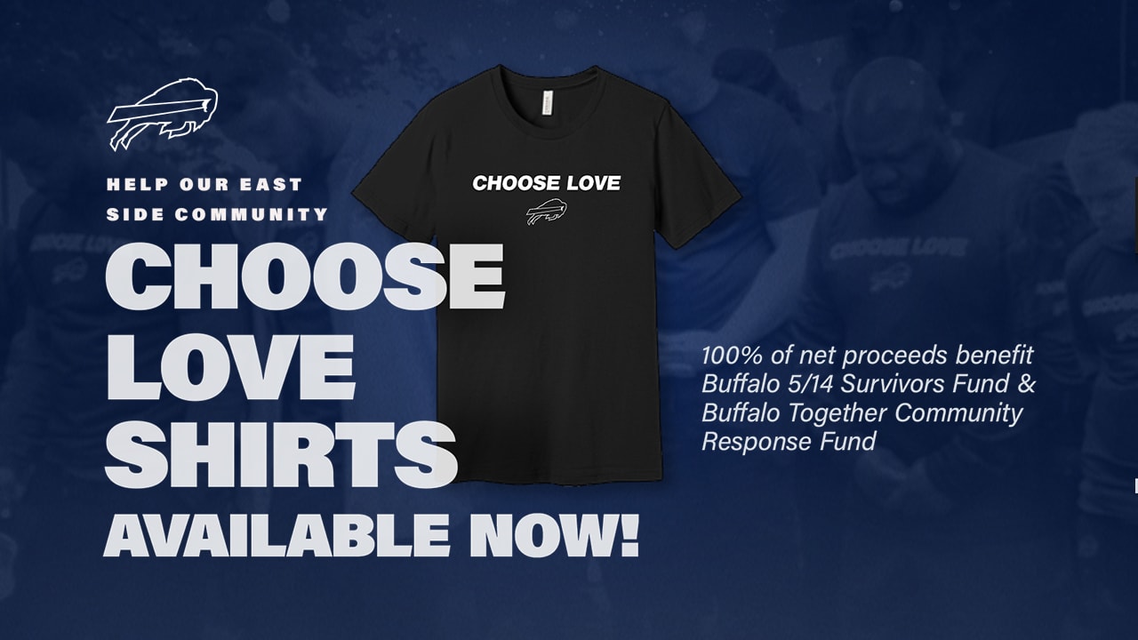 Choose Love' Bills shirts are now available