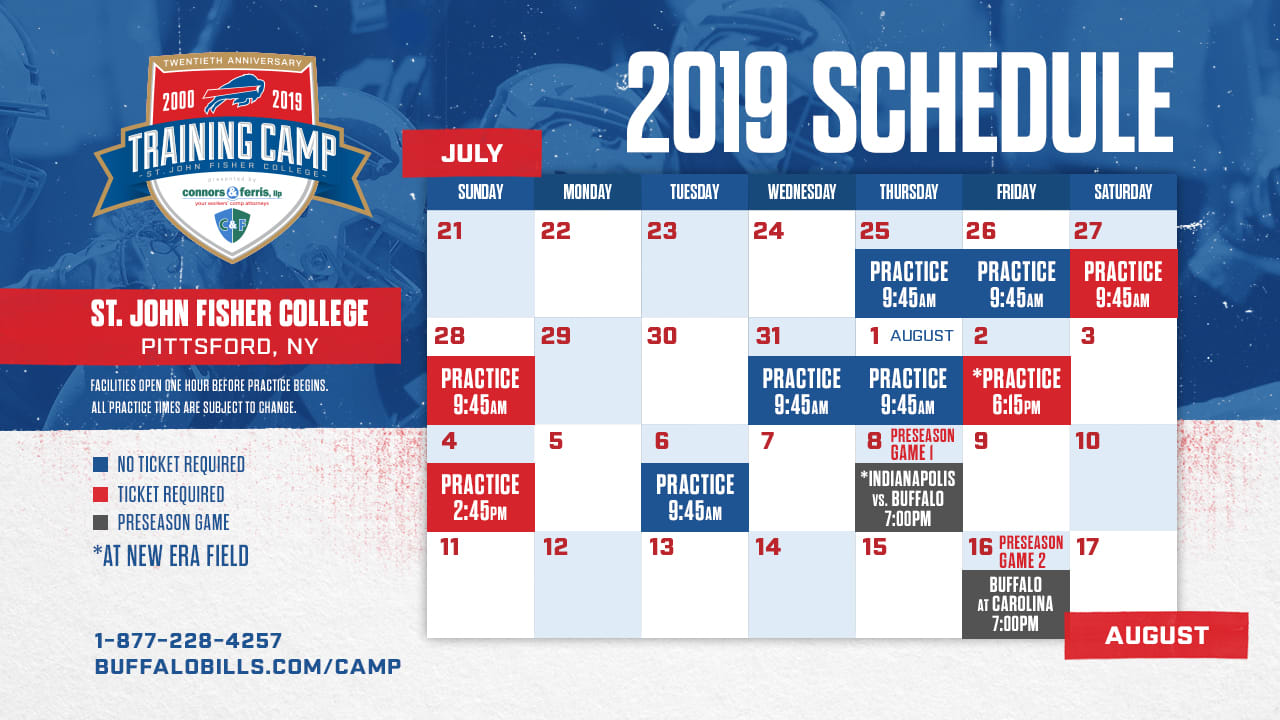 What Bills fans should know about the 2019 and Ferris Training Camp schedule