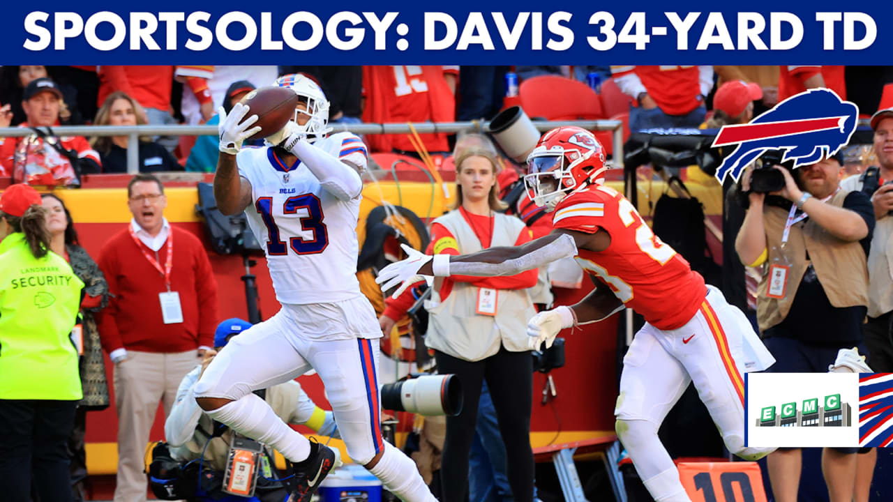 Buffalo Bills wide receiver Gabe Davis celebrates after scoring a touchdown  against the Kansas City Chiefs during the first half of an NFL football game,  Sunday, Oct. 16, 2022 in Kansas City